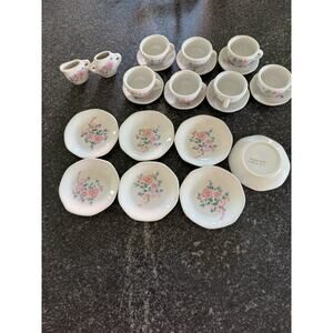 Miniature Tea Set Hongan Craft Dollhouse plates cups saucers China